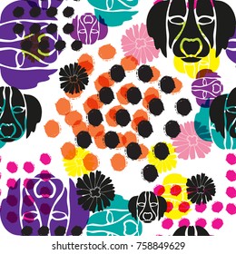 Abstract grunge seamless pattern with dots, lines, brush strokes, design element. Organic texture. Can be used for invitations, greeting cards, scrapbooking, print, gift wrap, manufacturing