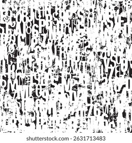 Abstract grunge seamless pattern of English letters. Vector background with capital Latin letters in vintage style. Suitable for wallpaper, wrapping paper. Not used ai