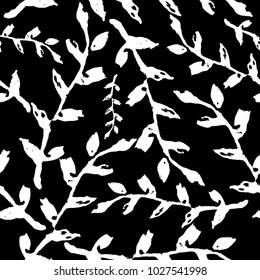 Abstract grunge seamless pattern with floral branches, design element.  Can be used for invitations, greeting cards, scrapbooking, print, gift wrap, manufacturing, textile