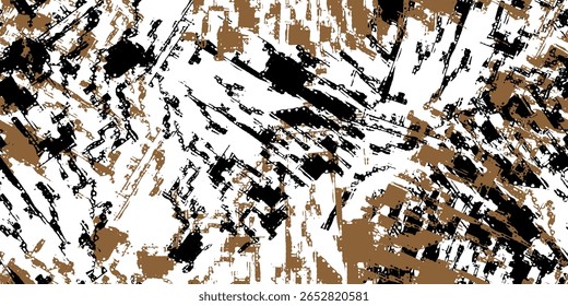 Abstract grunge seamless pattern. Handcrafted brush blots, ink splatters, and raw drawn elements in stark black-and-white. Vector illustration