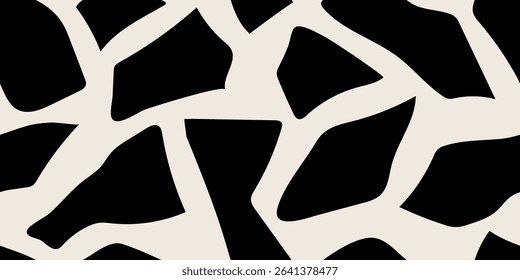 Abstract grunge seamless pattern. Hand-drawn black doodle art with geometric elements. Edgy artistic backdrop for fabric, greeting cards, urban decor, and fashion design.