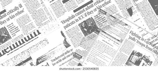 Abstract grunge seamless pattern with newspaper or magazine and urban landscapes.