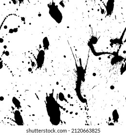 Abstract grunge seamless pattern.  Realistic blobs, blots, vuvvles from ink. Vector illustration.