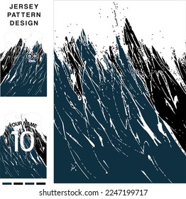 Abstract grunge silhouette of mountains concept vector jersey pattern template for printing or sublimation sports uniforms football volleyball basketball e-sports cycling and fishing free Vector.