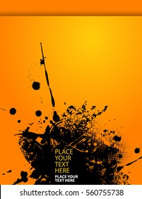 Abstract grunge splash on orange background.