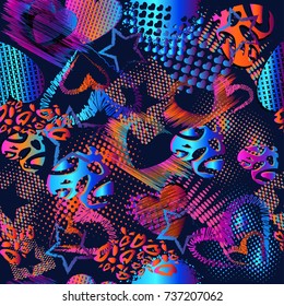 Específicos niños de estampado deportivo para niñas y niños. Creativo vectorial, con puntos, corazones, líneas, estrellas.Gracioso papel tapiz para textil y tela. Estilo de moda. Brillante y colorido.