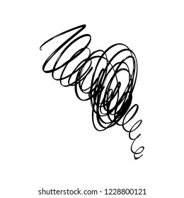Abstract grunge spot, brush strokes, scribble. Universal design, decor element. Chaotic hand drawn sketch, isolated on white background. Vector image.