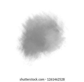 Abstract grunge spot on white. Digital aquarelle blotch on isolated background. Blur stain. Hand drawn backdrop for your design and work. Black and white illustration