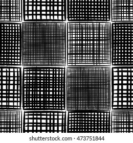 Abstract grunge squares vector seamless pattern. Tribal texture