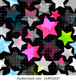 Abstract Grunge Stars Seamless