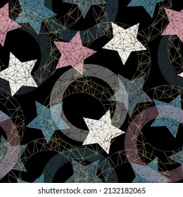 abstract grunge stars seamless. Vector illustration. Cute texture for print, textile, packaging.