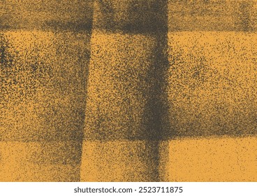 Abstract grunge stipple texture with folded paper effect. Pointillism dots effect. Hand drawn vector abstract black and yellow background. Design grainy texture for brochure, posters, banners.