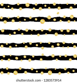 Abstract grunge stripped pattern with Golden dots Vector Illustration