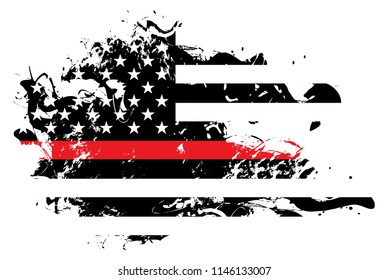 An abstract grunge style American flag firefighter and firemen support theme. Vector EPS 10 available.