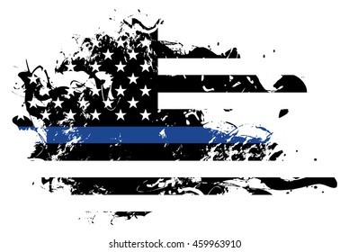 An abstract grunge style American flag police and law enforcement support theme. Vector EPS 10 available.