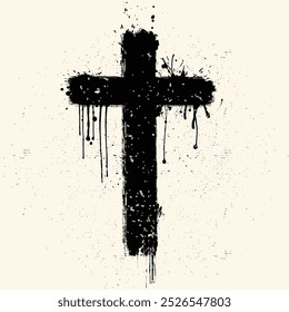 Abstract grunge style minimal christian cross design background