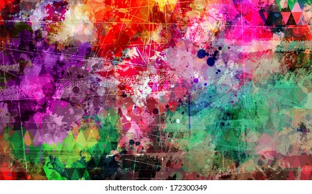 Abstract grunge style painting background with distressed effect