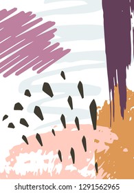 Abstract grunge style vector background with color strokes and stains. Modern design element. 