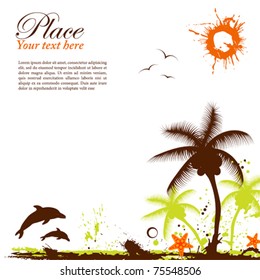 Abstract grunge summer background with starfish, element for design, vector illustration