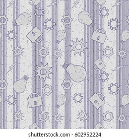 Abstract grunge technology seamless pattern. Vector illustration