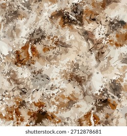 Abstract grunge texture background with beige and brown tones. Artistic camouflage pattern with brush strokes and paint splatters. Marble texture illustration in warm colors.