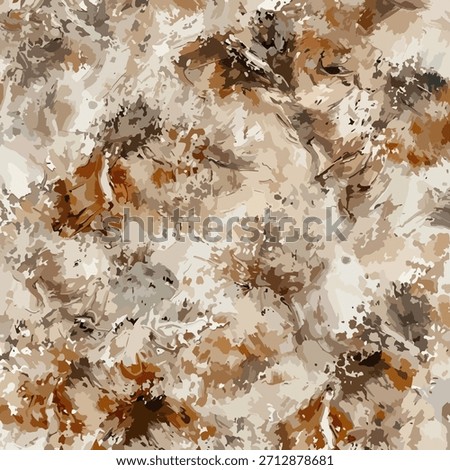 Abstract grunge texture background with beige and brown tones. Artistic camouflage pattern with brush strokes and paint splatters. Marble texture illustration in warm colors.