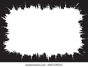 Abstract grunge texture background, distressed border, rough edge frame, black and white color, vector illustration template for banner, web site, poster, wallpaper.