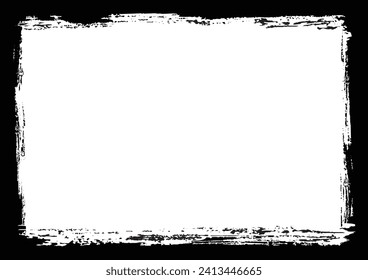 Fondo de textura de grunge abstracto, borde angustiado, marco de borde áspero, color blanco y negro, plantilla de ilustración vectorial para sitio web, banner, afiche.