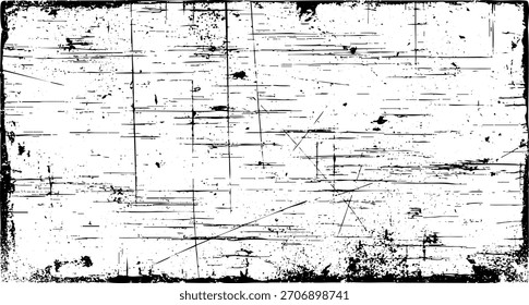 Abstractas fondo de textura grunge con líneas Horizontales angustiadas y Vector de efecto de borde negro