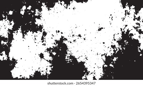 Abstract Grunge Texture Background with Eroded Black and White Splatter, Distressed Overlay Design