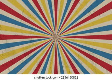 Abstrakter Grunge-Texturhintergrund mit rotem Gelb und Blau, Retro-Stil. Vektorgrafik.