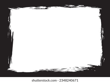 Abstrakter Grunge-Texturhintergrund, rauer Randrahmen, bedrückte Grenze, schwarz-weißer Farbe, Vektorgrafik-Vorlage für Poster, Tapete, Banner, Website.