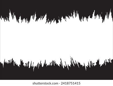 Fondo de textura de grunge abstracto, marco de borde áspero, borde angustiado, color blanco y negro, plantilla de ilustración vectorial para papel tapiz, sitio web, banner, afiche.
