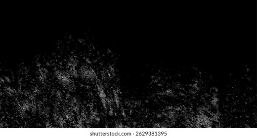 Abstract grunge texture with black background and distressed chaotic pattern for dark design themes. Vector graphic design