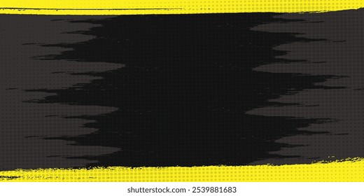 Abstract Grunge Texture Black Gray Background With Yellow Frame Design