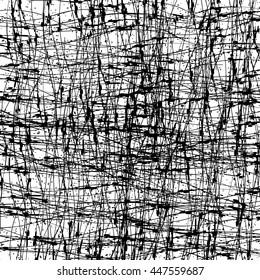 Abstract Grunge Texture. Black Ink Background. Dirty Monochrome Pattern.  Brush Painted Design Element