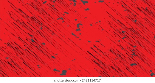 Abstractas textura de grunge de línea negra y arañazos con un fondo rojo