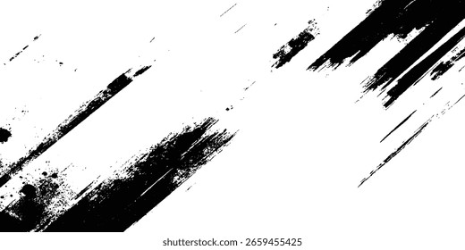Abstract grunge texture of black paint. A layer for use in design. Vector brush grunge texture Rough Black Scratches splatter grunge distressed background.	
