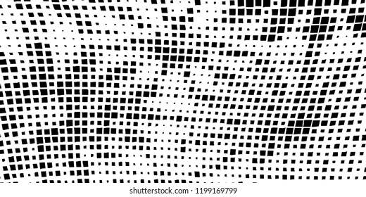 Abstract grunge texture of black squares on a white background