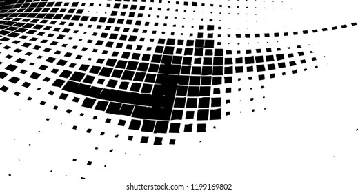 Abstract grunge texture of black squares on a white background