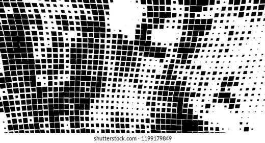 Abstract grunge texture of black squares on a white background