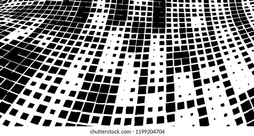 Abstract grunge texture of black squares on a white background