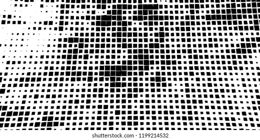 Abstract grunge texture of black squares on a white background