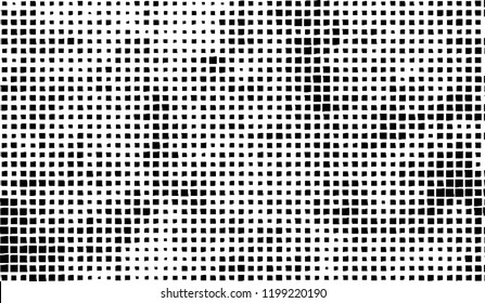Abstract grunge texture of black squares on a white background
