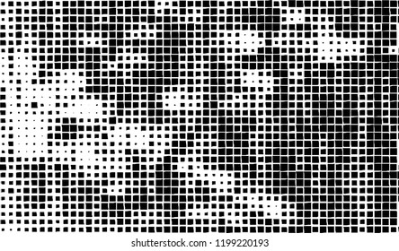 Abstract grunge texture of black squares on a white background
