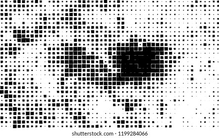 Abstract grunge texture of black squares on a white background
