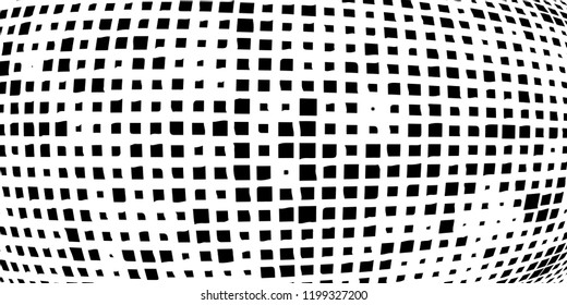 Abstract grunge texture of black squares on a white background