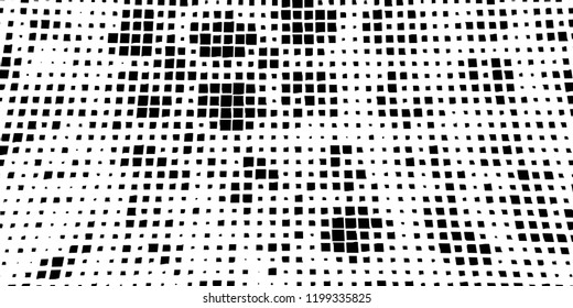 Abstract grunge texture of black squares on a white background