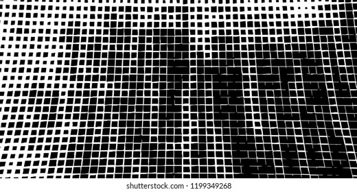 Abstract grunge texture of black squares on a white background