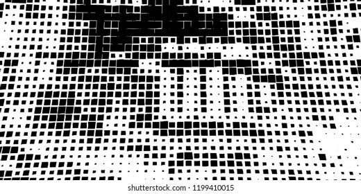 Abstract grunge texture of black squares on a white background